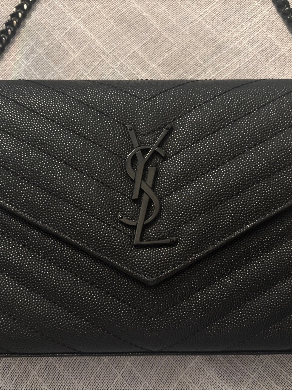 Yves Saint Laurent Black Quilted Leather Chain Wallet YSL - Picture 2 of 7